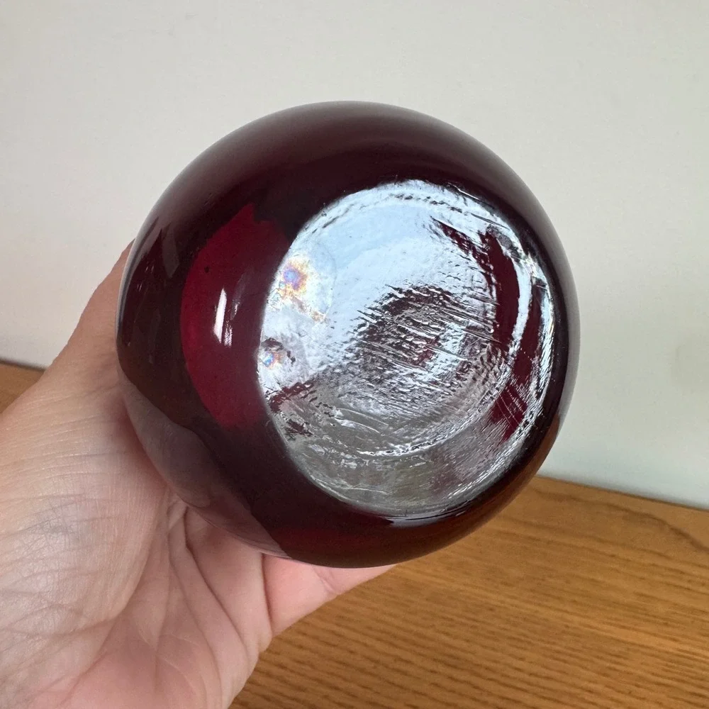 Anchor Hocking Royal Ruby Red Glass Vase Ringed Neck‎ Vintage MCM